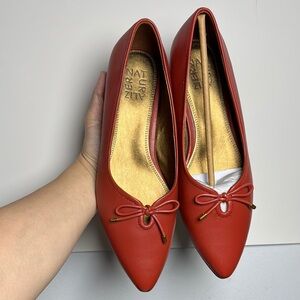 Naturalizer Red Flats with Bow Detail